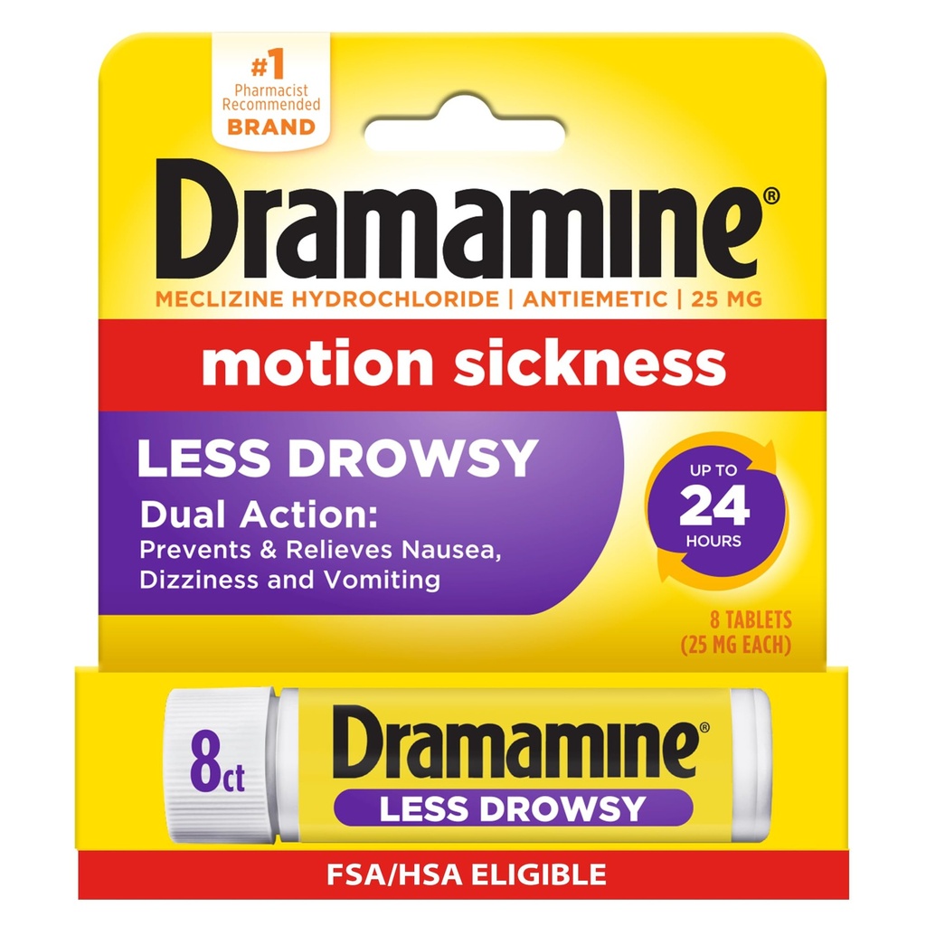 Dramamine Liikumine Haigus Vähem Uimasust, Reisiviaal, Multivärviline, 8 Loe