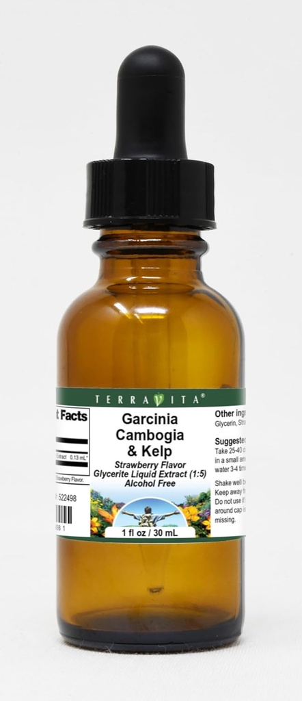 Garcinia Cambogia & Kelp Glycerite Vedel Ekstrakt (1:5) - Maasikas Maitsestatud (1 oz, ZIN: 522498) - 3 Pack