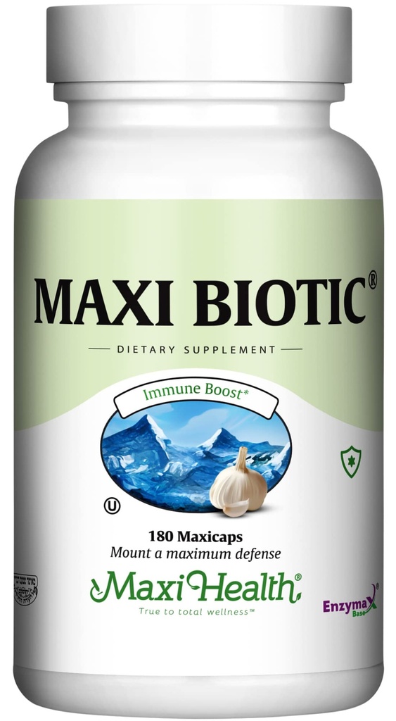Maxi Health - Maxi Biotic Aged Küüslauguekstrakti kapslid (180 Count) | Kyolic Garlic Supplement koos Spirulina, Echinacea, Oregano ja Enzymax - Natural Antioxidant - Wellness Support