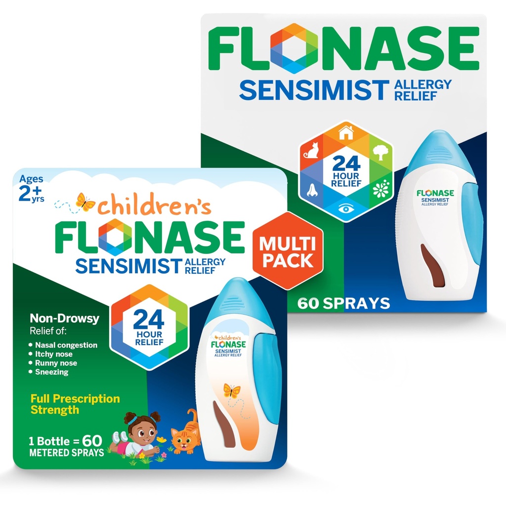 Flonase Sensimist Allergia Relief Nasal Spray täiskasvanutele ja lastele - 120 Sprays Total (2 pudelit 60 Sprays iga)