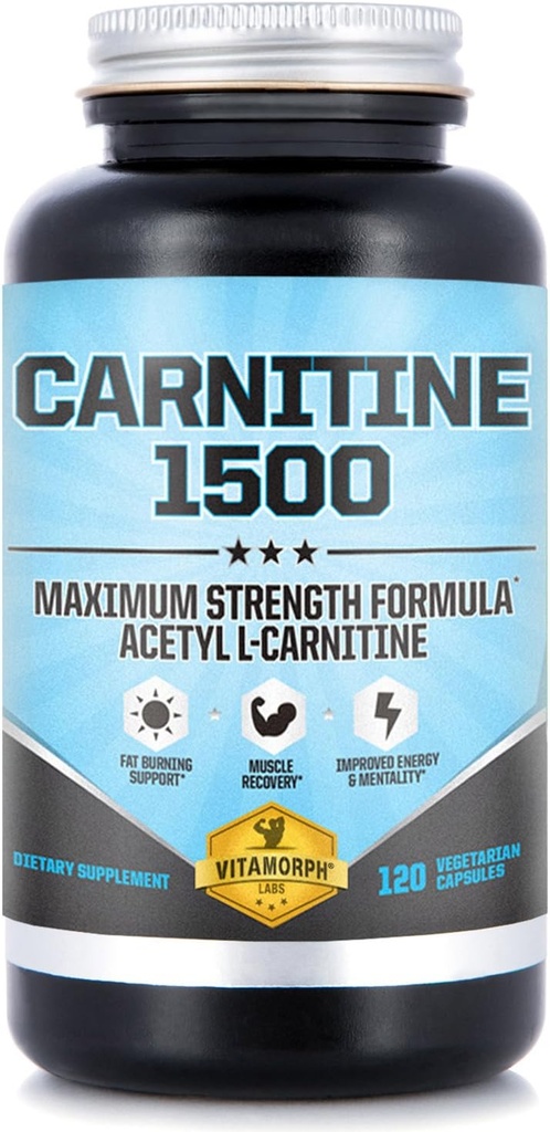 Karnitiin 1500 - Atsetüül L-karnitiin 1500mg Maksimaalne tugevuse karnitiini lisand - toetab energia, mälu, fookuse ja kaalulanguse juhtimist - 120 taimekapslit