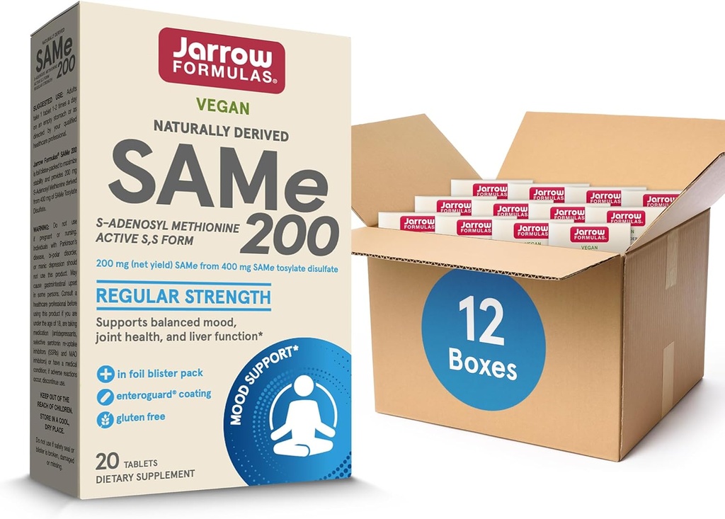 Jarrow valemid Sama 200 mg, toetab liigeste tervist, maksafunktsiooni, aju ainevahetust, 20 tabletti, kuni 20 päeva pakkumine (Pack of 12)