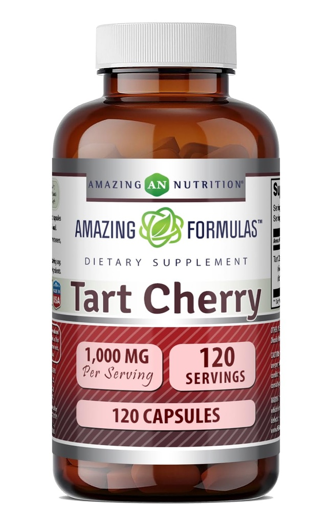 Amazing valemid Tart Cherry Extract Supplement | 1000 Mg per Serving | Kapslid | Non-GMO | Gluteenivaba | Made in USA (1 Pack, 120 Count)
