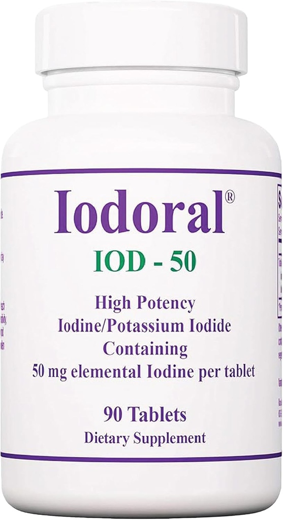 Optimox Iodoral 50 mg täiendus - kaaliumjodiidi tabletid, suure tugevusega joodilisandid, kilpnäärme tugi, vitamiinid ja mineraalid - 90 loend
