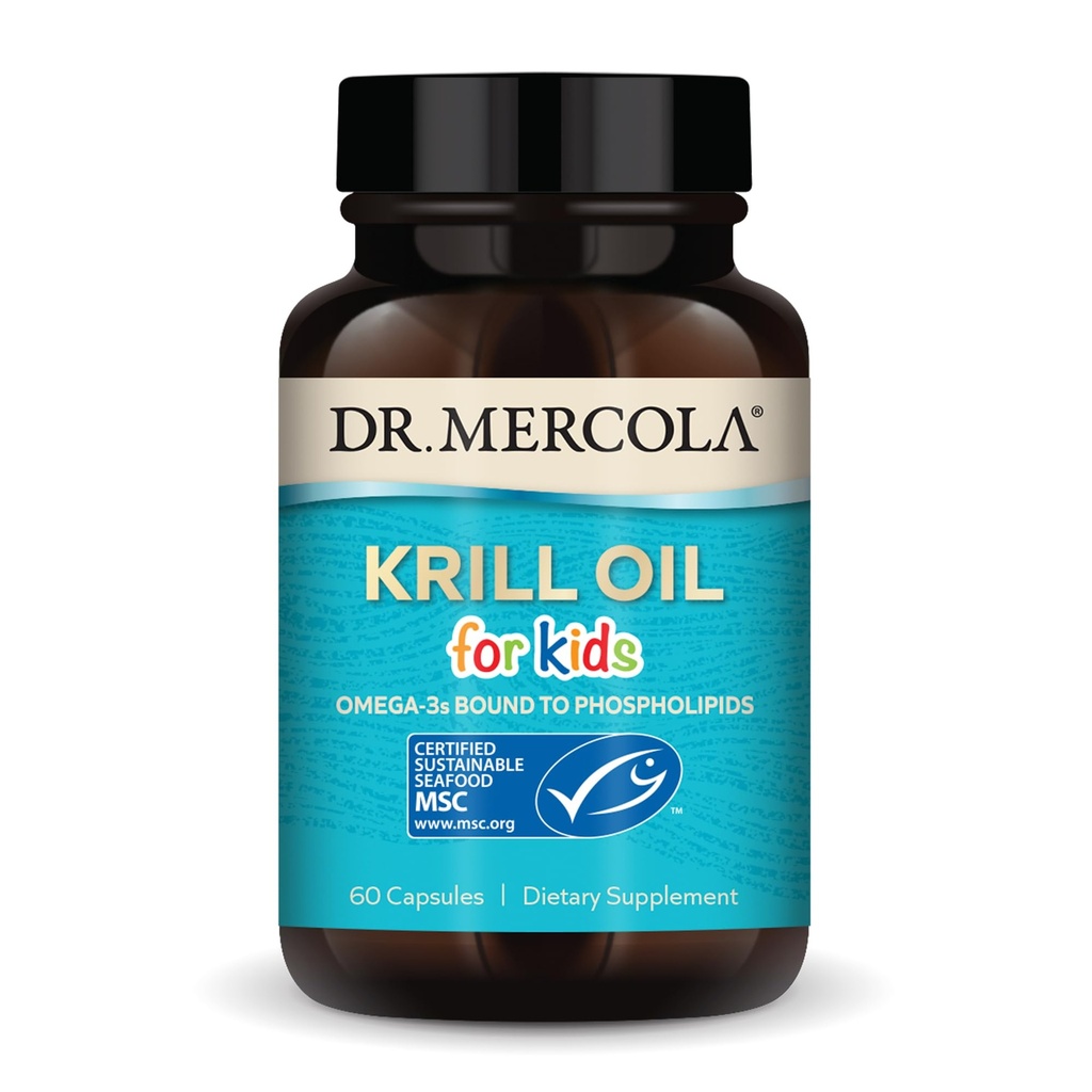 Dr Mercola krill õli lastele - 320 mg krill õli - MSC sertifitseeritud - toetab aju ja keha arengut - fosfolipiidivorm imendumiseks - mitte-GMO, gluteenivaba ja sojavaba - 60 kapslit