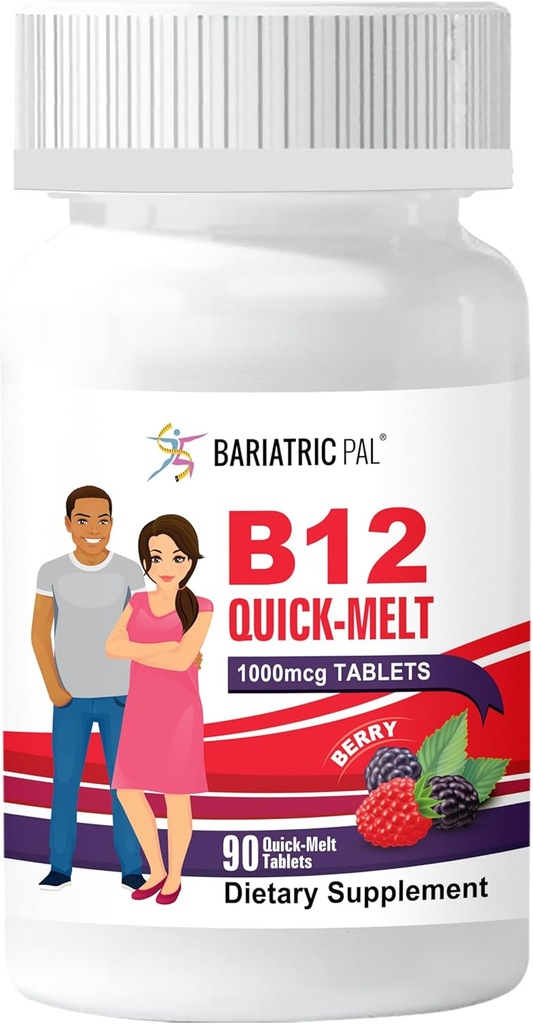 BariatricPal 1000mcg B12 Sugar-Free Quick sulab (90 Count) - Berry