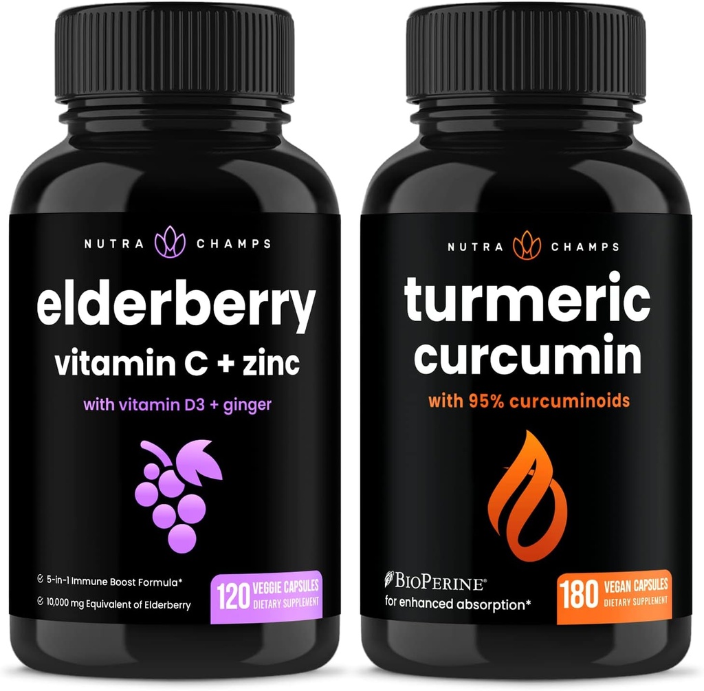 NutraChamps Elderberry ja kurkumiini kapslid Bundle
