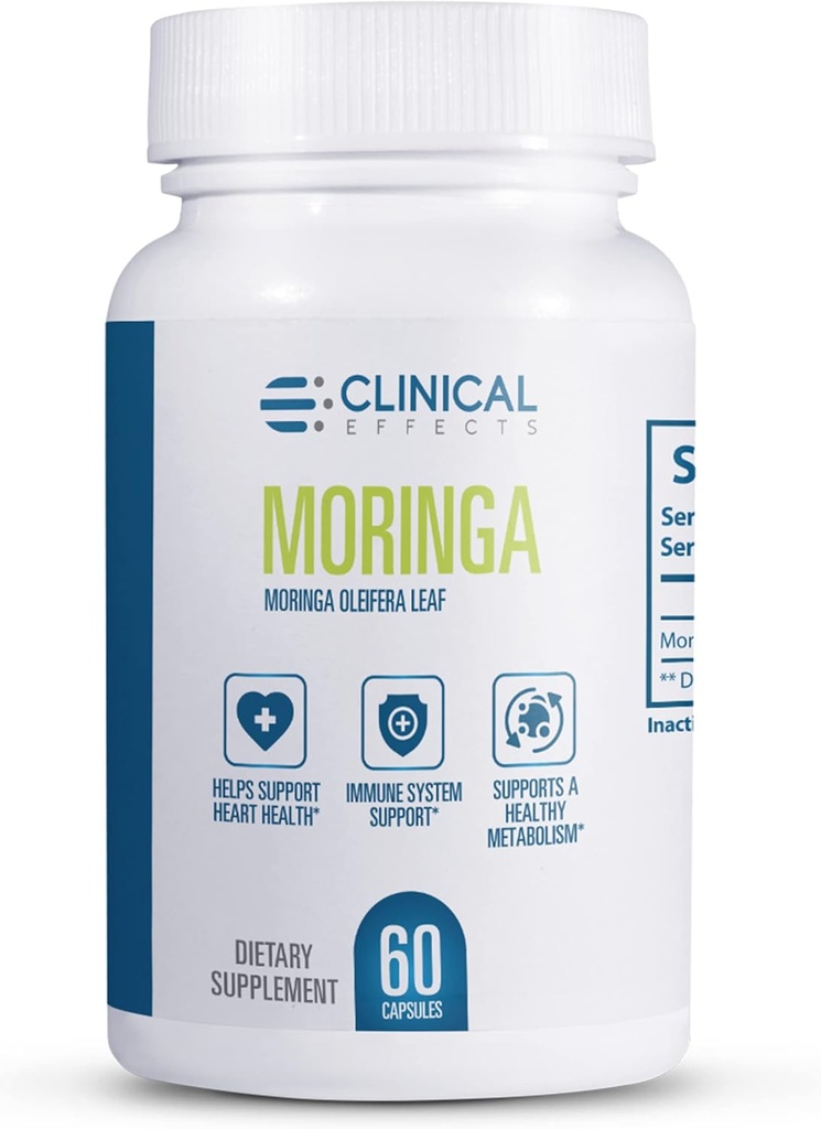 Kliinilised toimed Moringa Oleifera - 800 mg Moringa kapslid Superfood Supplement - Heart, Joint, Energy and Immune Support Supplement - 60 kapslit