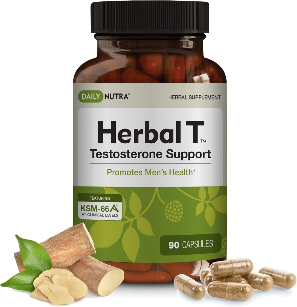 DailyNutra Taimne T Meeste Tervise valem täiendus vastupidavuse, elujõu ja tervisliku vananemise jaoks - KSM-66 Ashwagandha, Tongkat Ali, Tribulus, Eleuthero ja Horny Goat Weed (90 kapslit)