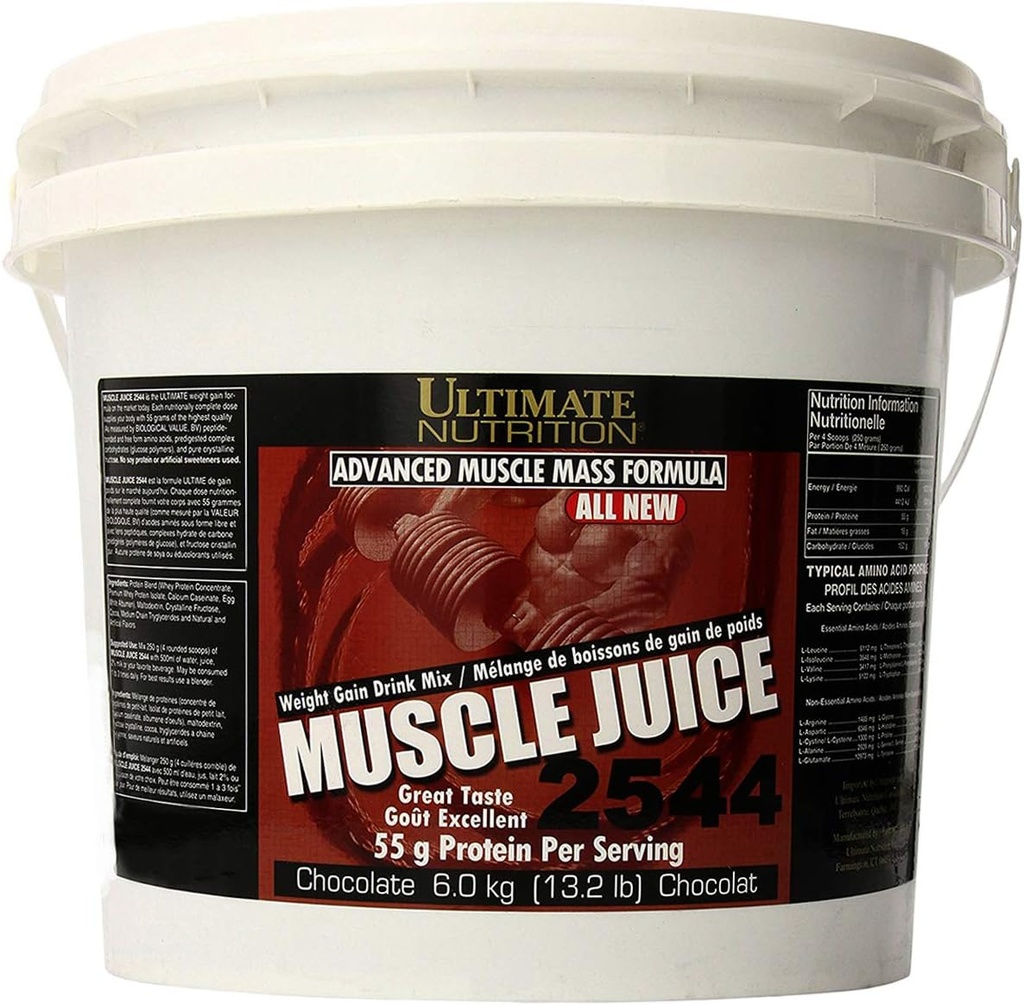 Ultimate Nutrition Lihasmahl, Kaalutõusu Joogi Segu - Mass Gainer Treeningu Pulber Meestele Ja Naistele - Lean Lihaste Kasvu Ja Immuunsüsteemi Toetus 55g Valguga - Šokolaad, 13,2 lb