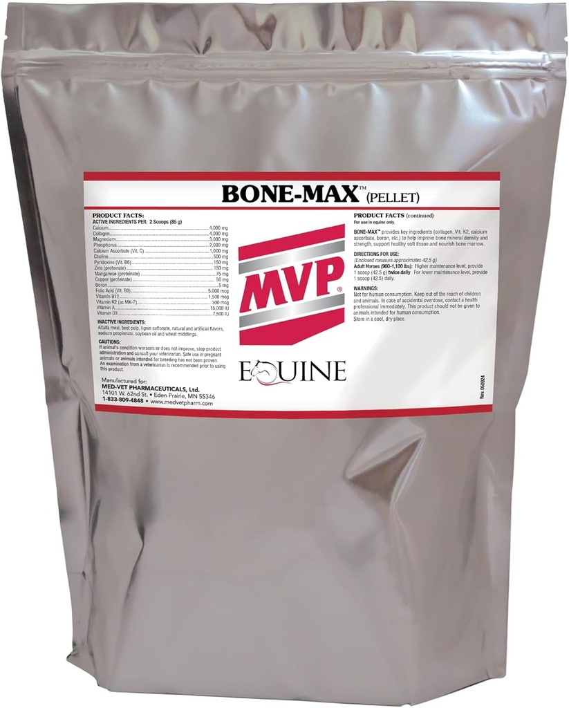 MVP Bone-Max pulber hobuste luu tervise ja arengu jaoks - olulised toitained jõudluse ja noorte kasvavate hobuste jaoks (6lb)
