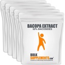 BulkSupplements.com Bacopa Extract Powder - Bacopa Monnieri Supplement, Bacopa Pulber - Bacopa Supplements, Vegan & Gluten Free, 500mg per Serving, 5kg (11 naela) (pakk 5)