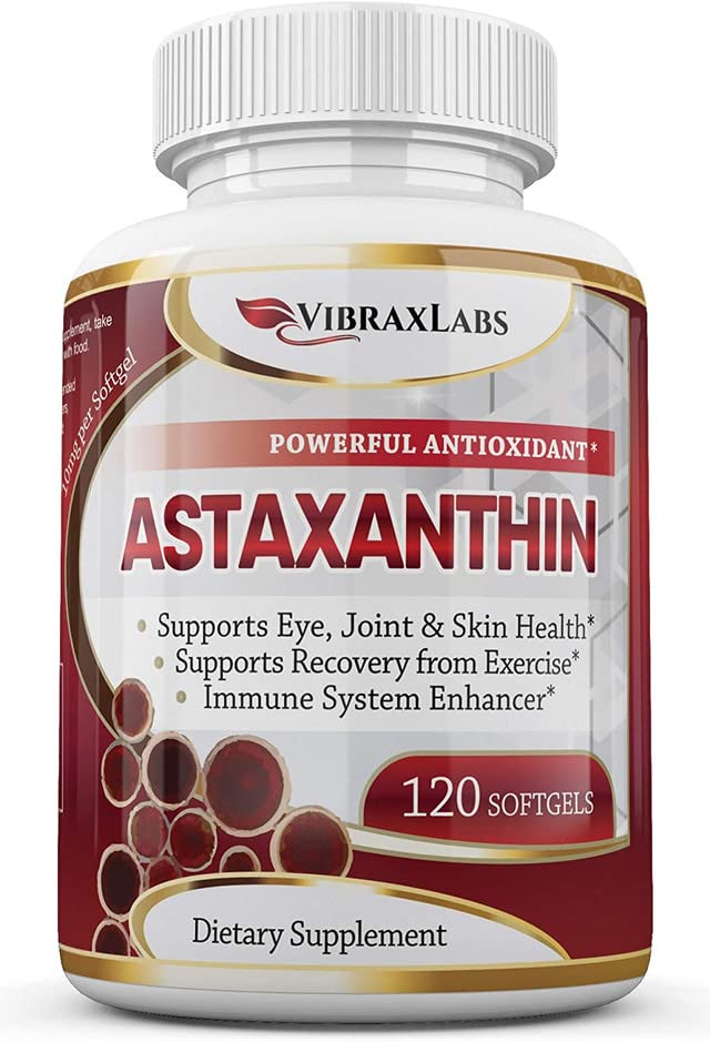 Astaksantiin 10mg täiendus / parim puhas antioksüdant mikrovetikatest, aitab nahahooldust ja silma, artriitilisi liigeseid, tervislikku vananemist, energia suurendamist, 120 mitte-GMO-pehmendust - Premium astaksantiini toidulisandeid
