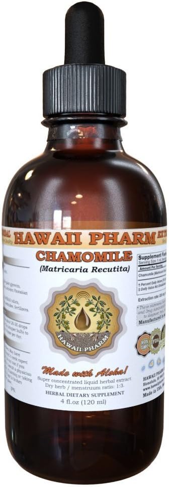 HawaiiPharm Chamomile Vedel ekstrakt, orgaaniline kummel (Matricaria Recutita) Tinktuuri täiendus 4 oz