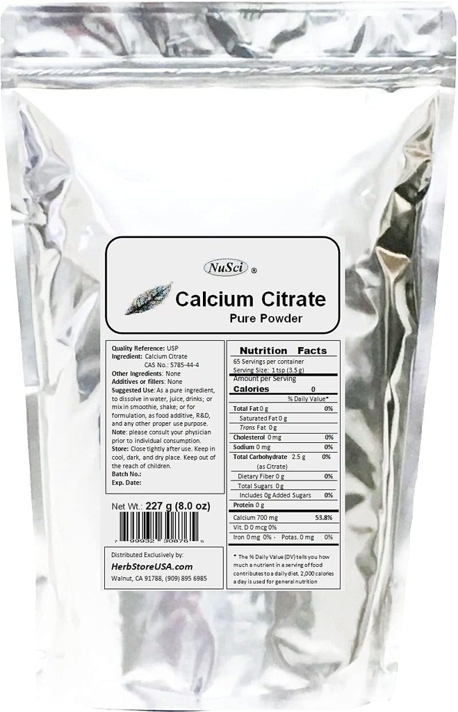 Kaltsiumtsitraat Pulber Puhas biosaadav Kaltsium (227 Grams (8,0 oz))