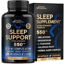 Sleeping pillid täiskasvanutele 550mg - melatoniin 3mg | Valerian Juur Sleep | L-Theanine | Magneesium - Natural Sleep Aid Supplement - Non-Habit Forming Rest Support - Made in USA - 1/ päev, 2 kuu pakkumine