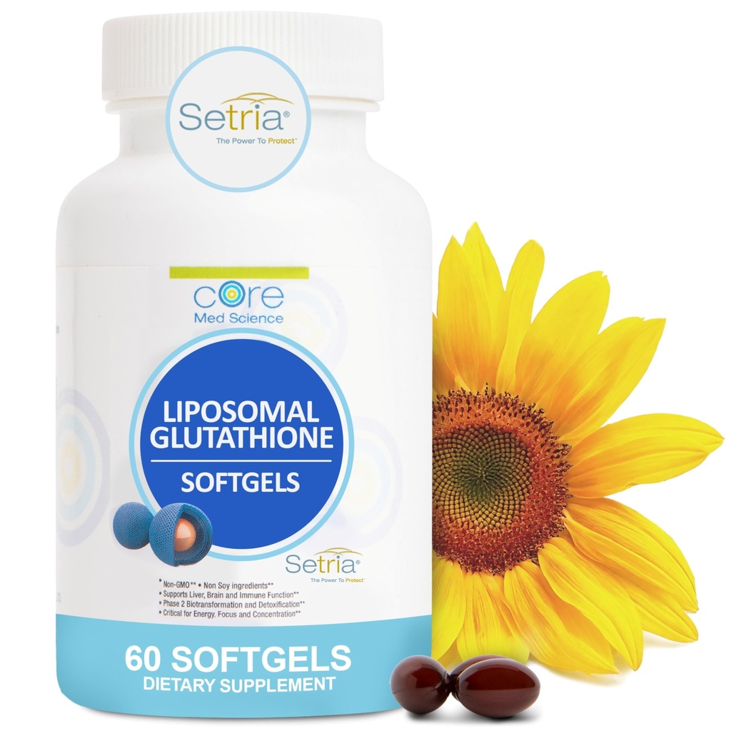 Core Med Science Liposomal Glutatiooni lisand (500 mg, 60 softgels) - puhas vähendatud sete fosfolipiidide kompleksiga - antioksüdandi lisand energiale ja nahale