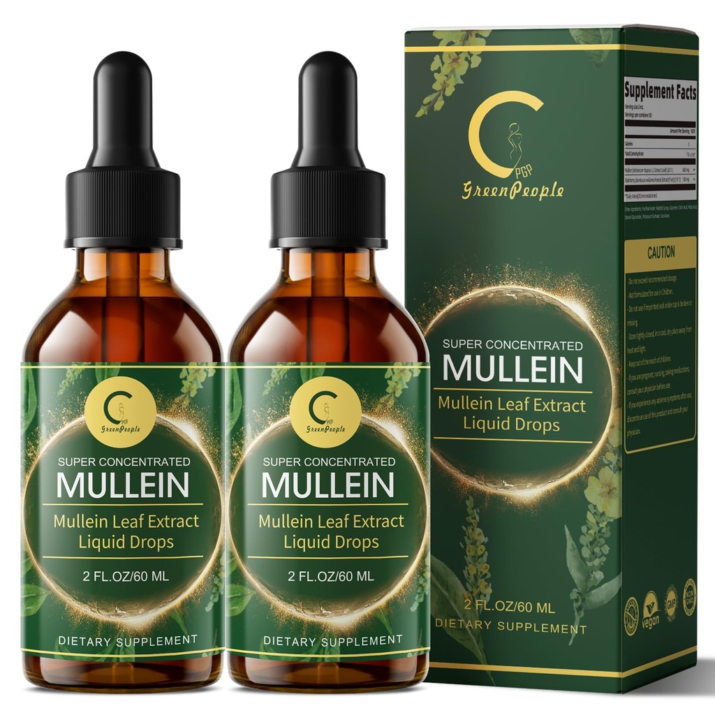 (2 Pack) Mullein tilgad kopsudele - kõrge potents Mullein Leaf ekstrakt Lung Detox & Cleanse, toetus hingamisteede, immuunsüsteemi, seedesüsteemi, Natural Mullein Vedel Tinktuura, Non-GMO, 4 FL OZ