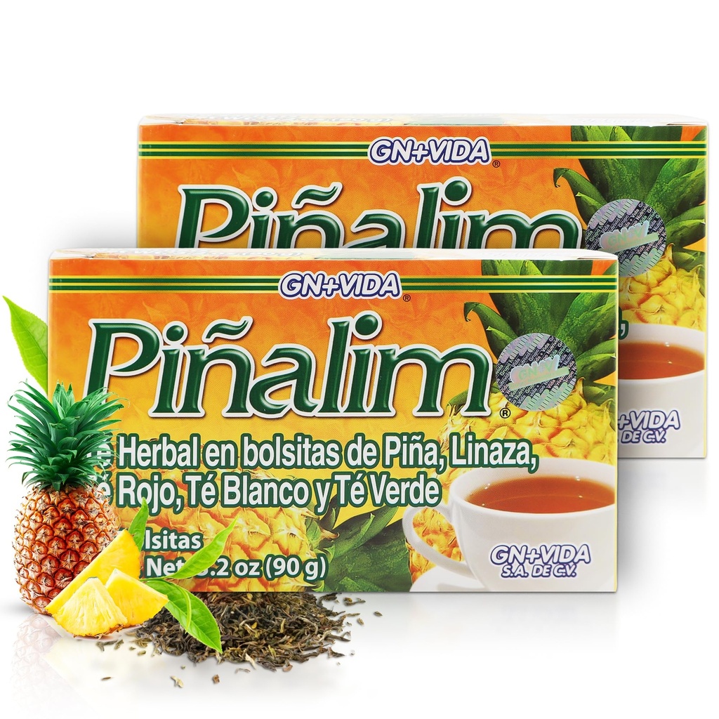 GN + VIDA Pinalim Tea | Detox Tea | Ananassil põhinev tee, mis sisaldab punast teed, rohelist teed, valget teed ja Senna lehte | termogeenne toime | Kaksikpakend (2 x 30 teekotid)