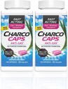 Charcocaps Fast Acting Gas Relief for Bloating & Flatulence, Drug Free Detoxating Aktiivsöe valem, 100 kapslit, 30 päeva pakkumine, roosa pakend 2