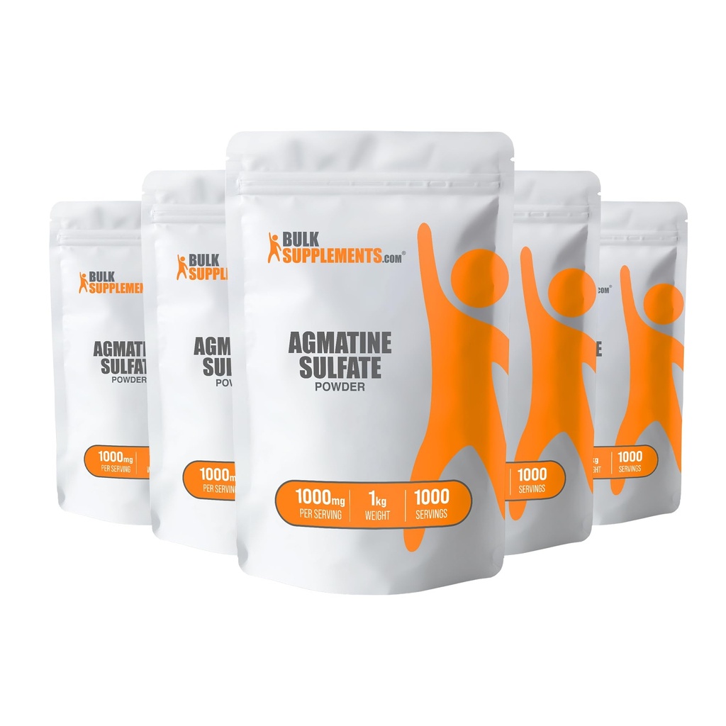 BulkSupplements.com Agmatine Sulfate Pulber - Lämmastikoksiidi Lisand, Agmatine Sulfate 1000mg - Maitsestamata & Gluteenivaba, 1000mg per Serving, 5kg (11 naela) (pakk 5)