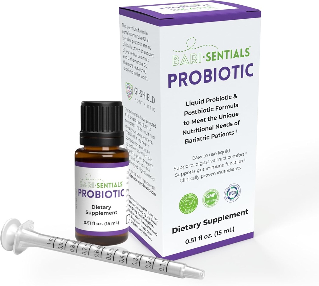 Bariaatriavedelik probiootikum ja postbiootiline Premium valem - kliiniliselt uuritud - oluline seedetrakti tervise ja immuunsuse jaoks post-kirurgia, väike annus, 15 ml