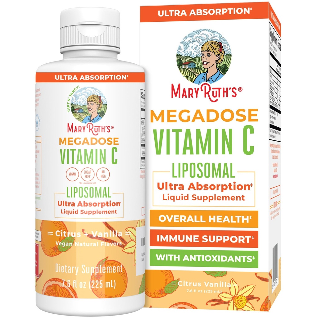 MaryRuthi megadoos Vedel C-vitamiin Liposomaal | 500 mg per Serving | Ultra Absorptsioon | Immuunsus | Antioksüdandi tugi | Kollageeni moodustumine | Vegan | Gluteenivaba | Suhkruvaba | 7,6 Oz | 30 Servingut