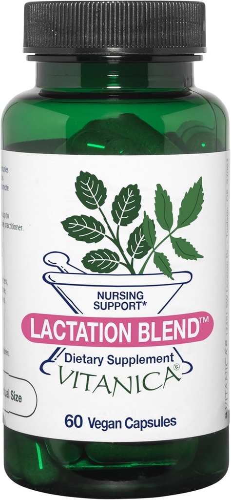 Vitanica laktatsioonisegu, imetamise lisand, rinnaga toitmise toetus suurendab rinnapiima pakkumist ja voolu, orgaaniline apteegitill, piimaohakas, lambaläätseseemned ja rohkem, mitte-GMO, Vegan, 60 kapslit