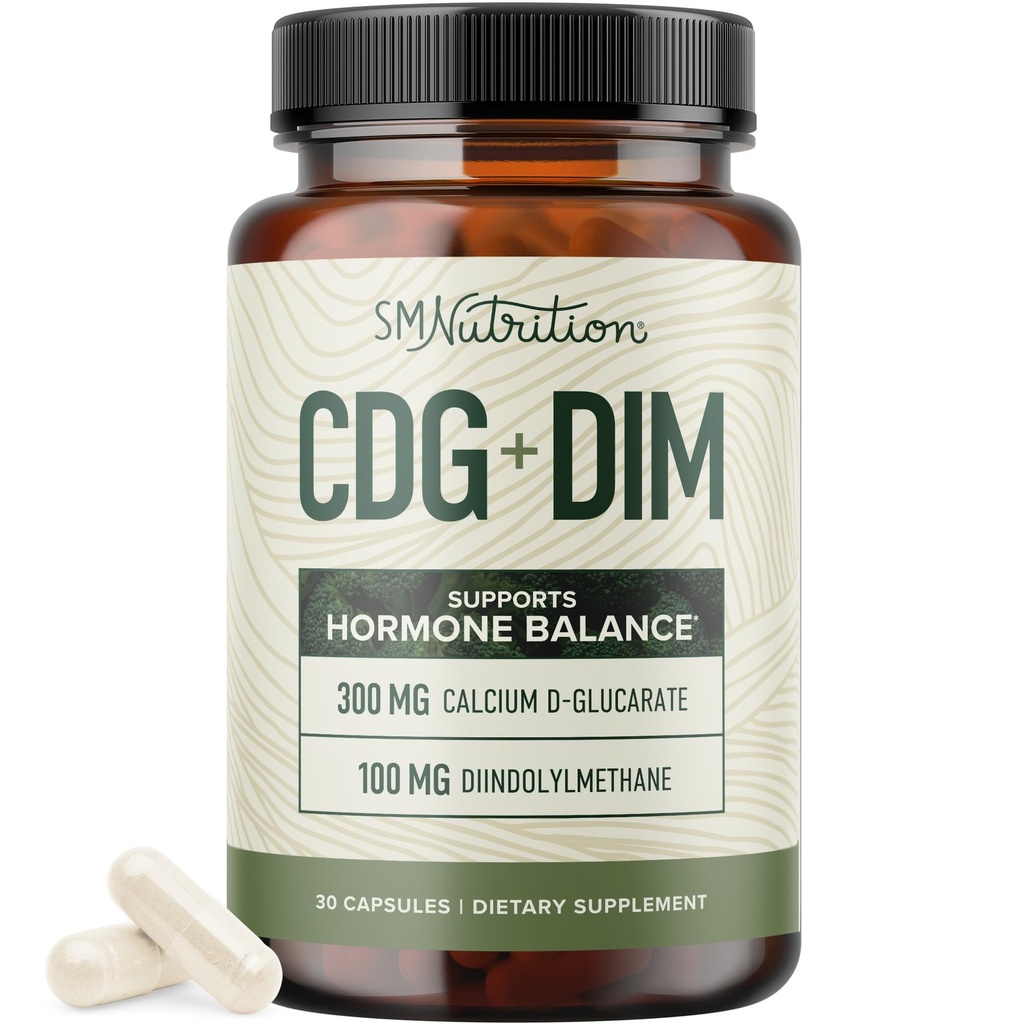 Kaltsium D-Glükaraat DIM-lisandiga östrogeenide detoksi ja hormoonide tasakaalu jaoks naistele ja meestele | Detox & Cleanse, hormonaalne akne, menopaus ja CDG maksa toetamiseks | Mitte-GMO, kolmanda osapoole testitud | 30ct