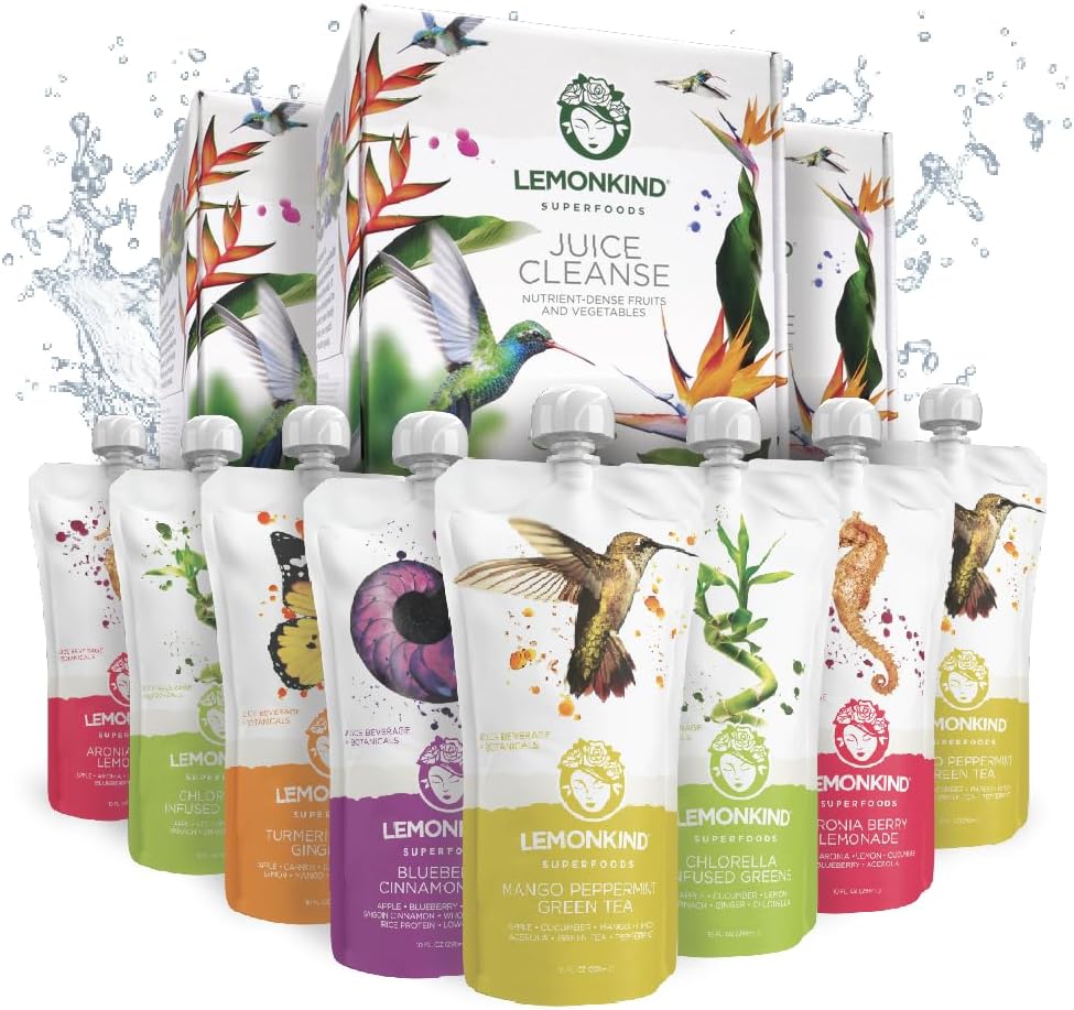 LEMONKIND 3-päevane põhitoitainete deense puhastamine: Detox, Boost Energy, Manage Weight, Break Bad Habits - Taimepõhine, Mitte-GMO, Gluteenivaba, Pressed, No Concentrates - 24 mahla.
