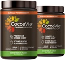 CocoaVia Cardio Health Cocoa Powder, 60 Servings, 500mg Cocoa Flavanols, Support Heart Health, Boost Nitric Oxide, Improve Circulation, Energy, Preworkout, Vegan, Dark Chocolate Cacao