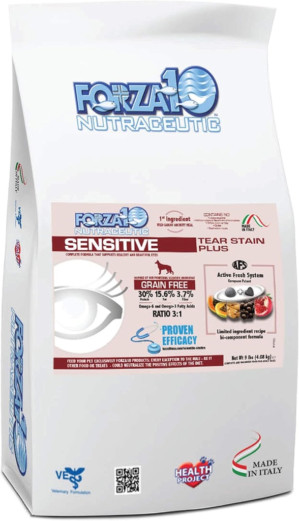 Forza10 Sensitive Tear Plekk Teravilja Tasuta Kuiv Koer Toit, Tervislik Kuiv Koer Toit, Mis On Valmistatud Vähendama Koerte Tear Plekk, Koer Silmahooldus Ja Tear Pleki Eemaldaja (9 Naela)