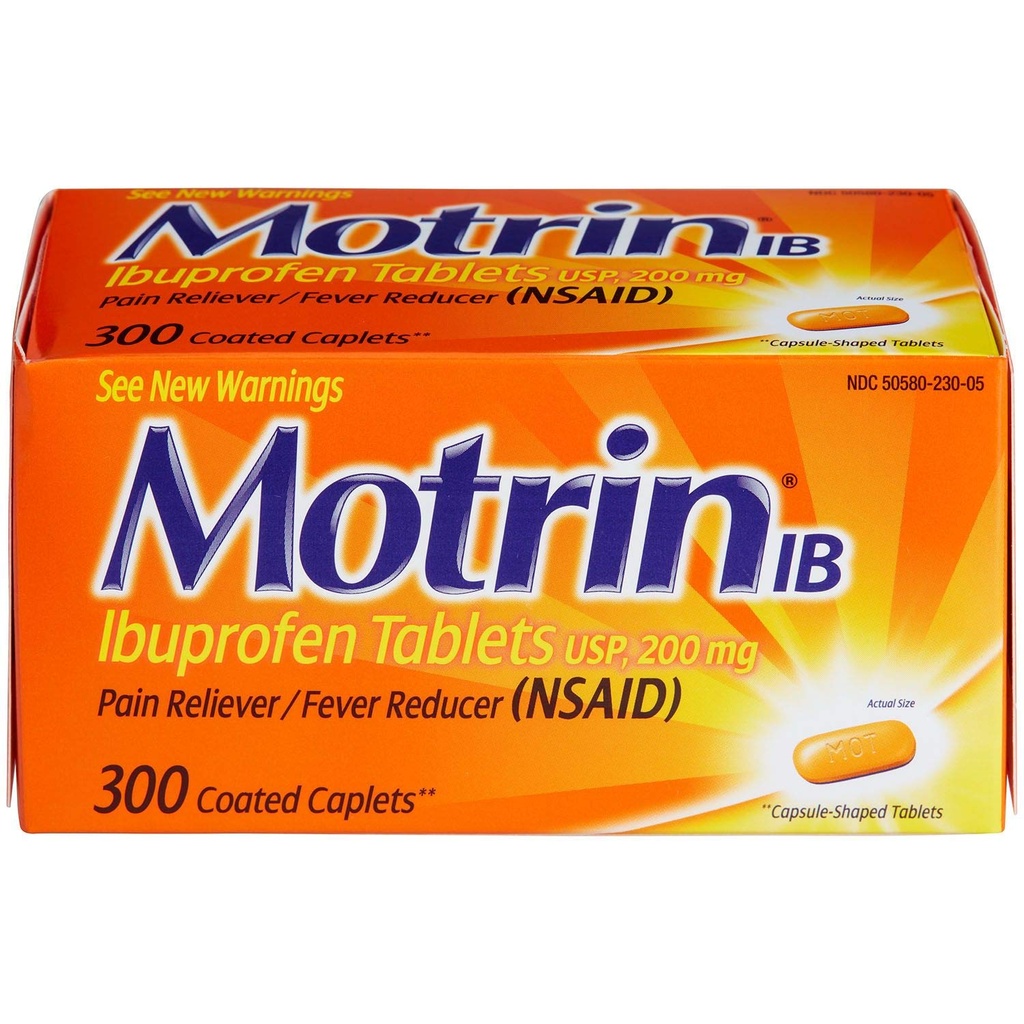 Motrin Ib Ibuprofeen tabletid Valu palavik Reliever: 300 kaetud kapslit