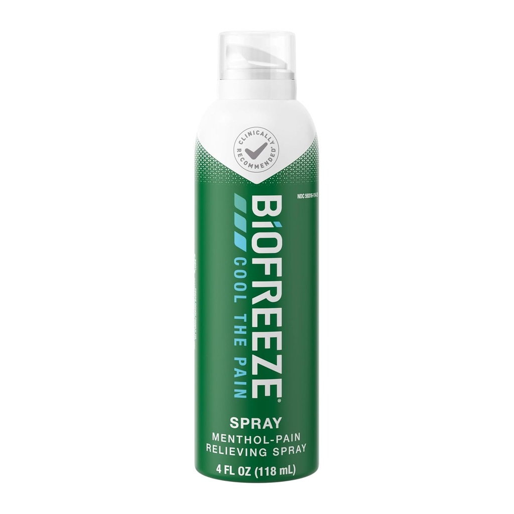 Biofreeze Pain Relief Spray, artriit Valu Reliever, põlve ja alaselja valu leevendamine, valu lihaste leevendamine, kaelavalu leevendamine, apteeker Soovitatav, FSA abikõlblikkus, 4 FL OZ Biofreeze Mentool Spray