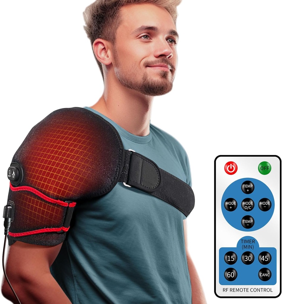 Sticro õlaküte Pad Massager valu leevendamiseks, vibratsioon Massaaž Kuumutatud Wrap Braces vasaku parema külmunud õla, Rotator Cuff Vigastus, Artriit Meestele Naistele - XL / XXL