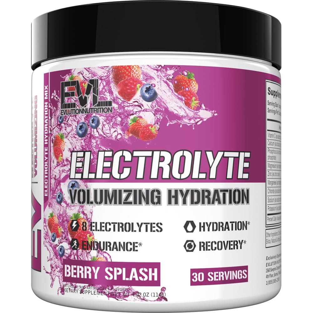 Evlution Ultimate Electrolytes Powder Hydration Drink - Quick Replenishing Hüdratsioon Pulber Joogisegu 8 võti elektrolüüte ja antioksüdante - Vegan Gluteen Vaba Keto Sõbralik segu (Berry Splash)