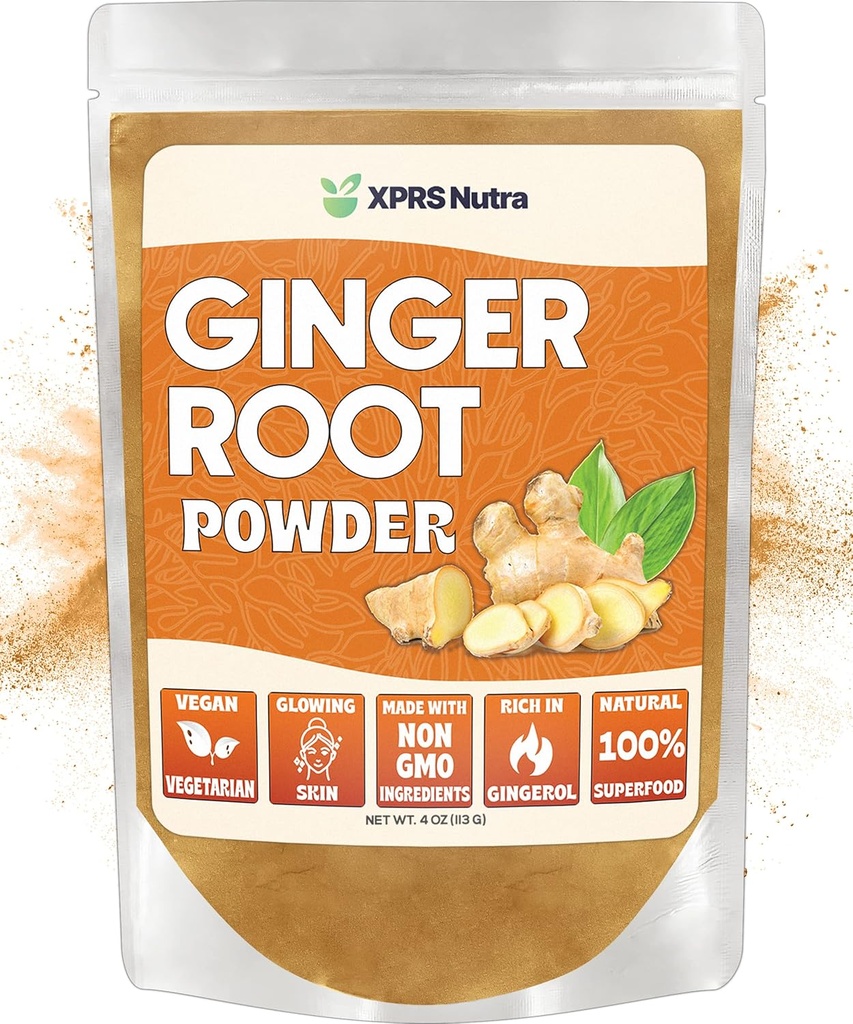 XPRS Nutra Ginger Powder - Premium Ground Ginger Juur Powder Potent Vürtsi maitsega - Ground Ginger Powder - Vegan Sõbralikult Kasvanud Prowdered Ginger (4 Ounce)