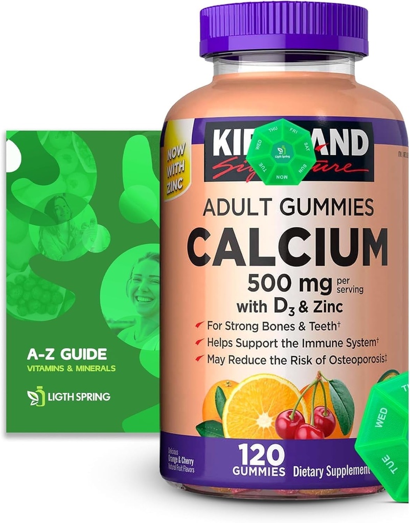 Calcium Gummies 500 mg koos D3 & Zinc, 120 Gummies eksklusiivne parem Ligth & Skevad Guide