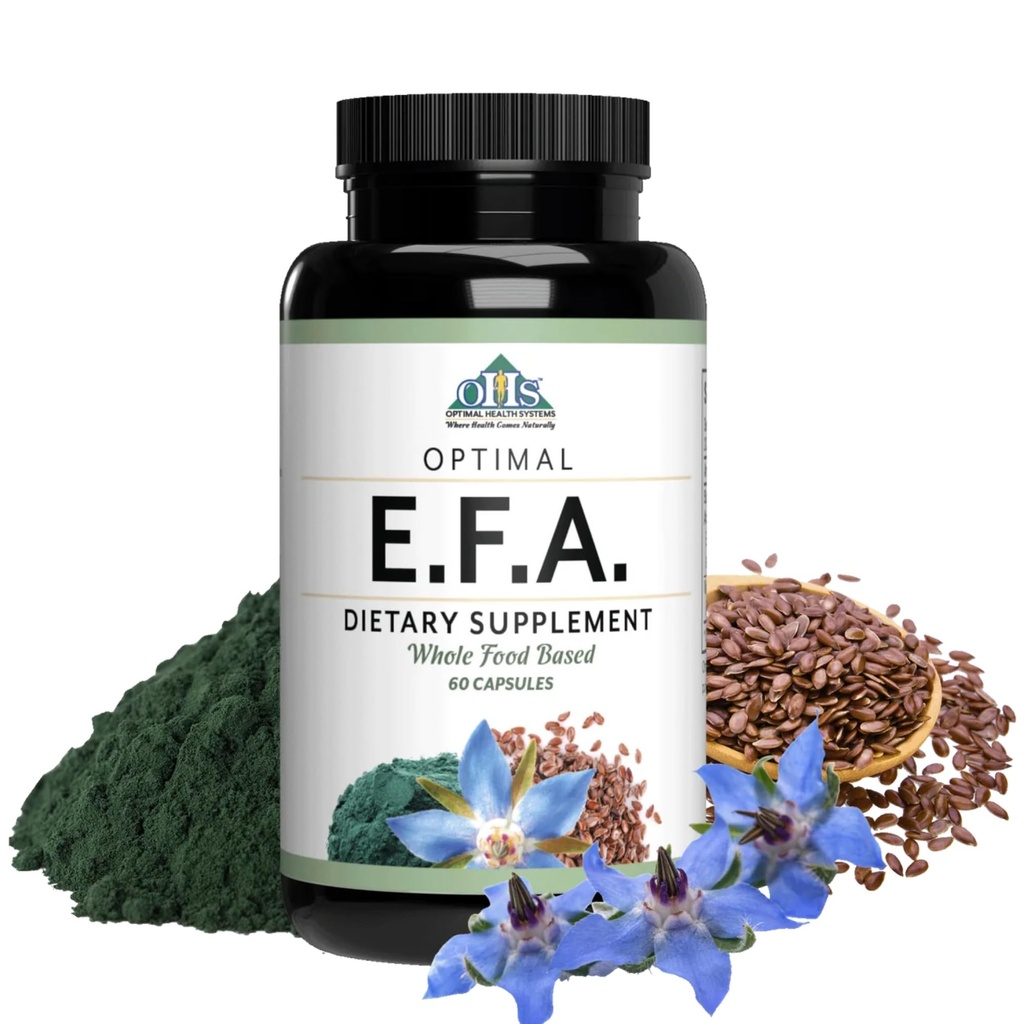 Optimaalsed tervishoiusüsteemid EFA | 1000 mg Borage'ist, linaseemnetest ja vetikaõlist | Ohutum, taimepõhine segu | Olulised rasvhappelisandid | 60 kapslit