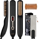 VOVO Beard Straightener Comb Upgrade Professional 2 in 1 Meeste habeme sirgendamine Kuumutatud juuksed Straightening Brush Portable Anti-Burn 6 Temperatuur Reguleeritav LED-ekraaniga kodus ja reisimisel