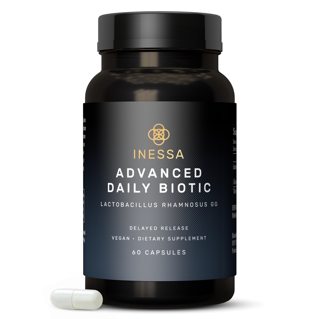 Inessa Daily Biotic - Probiootikumid naistele Seedetrakti Tervis hilinenud vabanemisega tehnoloogia - Advanced probiootikum 10 miljardit CFU - Lactobacillus Rhamnosus tüvi 60 Vegan kapslid meestele ja naistele