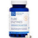Essentsiaalsed korstnad Puhtad Seedeensüümid (Gluten, Dairy & Soy Free) - 18 Ensüümid Seedimiseks, sh amülaas, lipaas ja laktaas - Taimetoitlased ja mitte-GMO (60 kapslit)