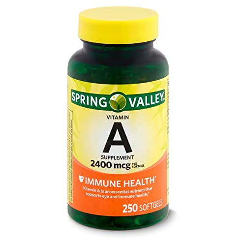 Spring Valley A-vitamiini täiendus 2400 mcg- 250 Softgels Pack of 2