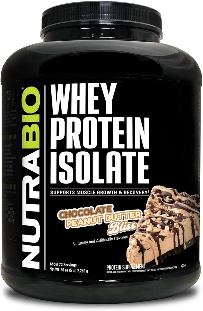 NutraBio 100% vadakuvalk isolaatvalgu pulber, 25 g valku koos täieliku aminohappeprofiiliga, mitte-GMO, soja ja gluteenivaba, madala kalorsusega vadakuvalgu pulber, šokolaadimaapähklivõi, 5 lbs