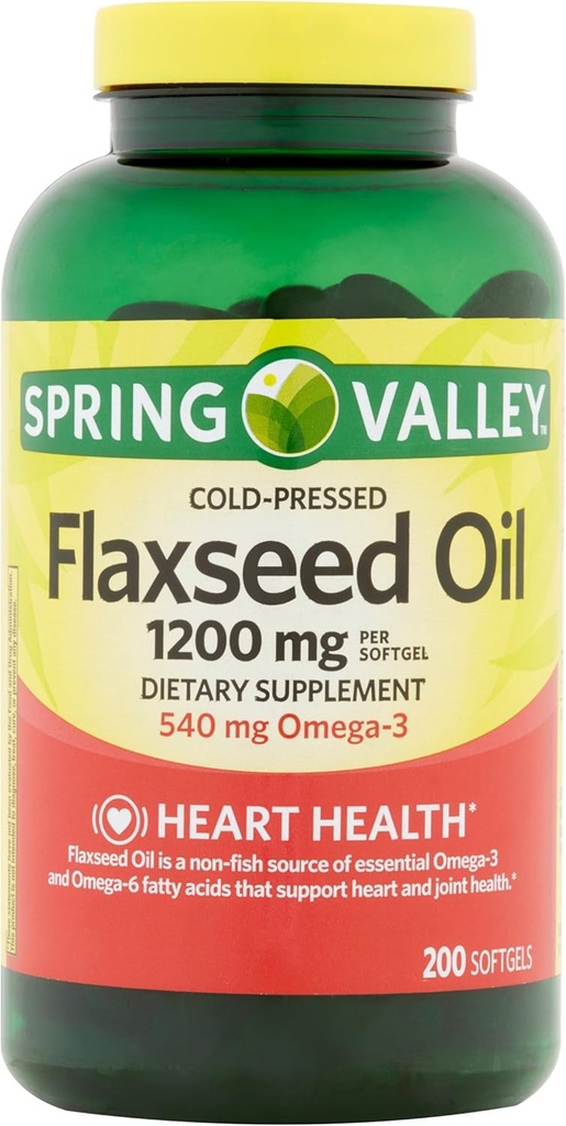 Spring Valley - linaseemneõli 1200 mg, 200 Softgels