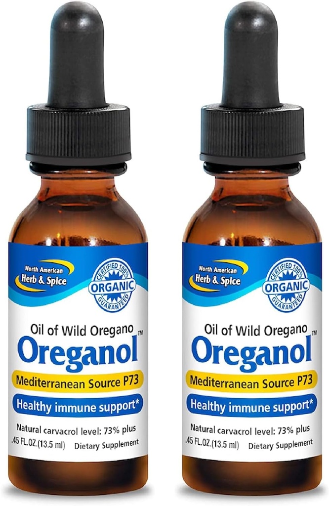 PÕHJA-AMEERIKA HERB & SPICE Oreganol - 0,45 fl oz, pakend 2 - töötlemata, looduslik, orgaaniline Oreganoõli - Vahemere allikas P73 - mitte-GMO - 388 kokku Servings