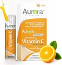 Aurora Nutrascience Mega-Pack Liposomal C-vitamiin, immuunsuse tugi, 3000 mg ühe portsjoni kohta, vegan, gluteenivaba, mitte-GMO, 10 ühe portsjoni pakendit, oranž