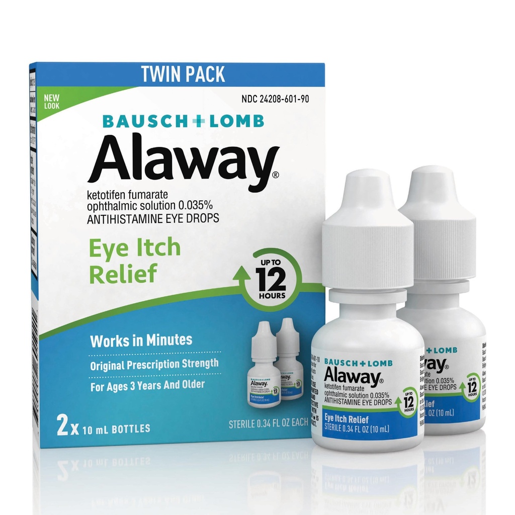 Alaway Antihistamiini silmatilgad sügelevatele silmadele, kiire toimega, kuni 12-tunnise silma sügeluse leevendamine, kliiniliselt testitud retsepti tugevus valem, 0,34 Fl Oz (pakk 2)