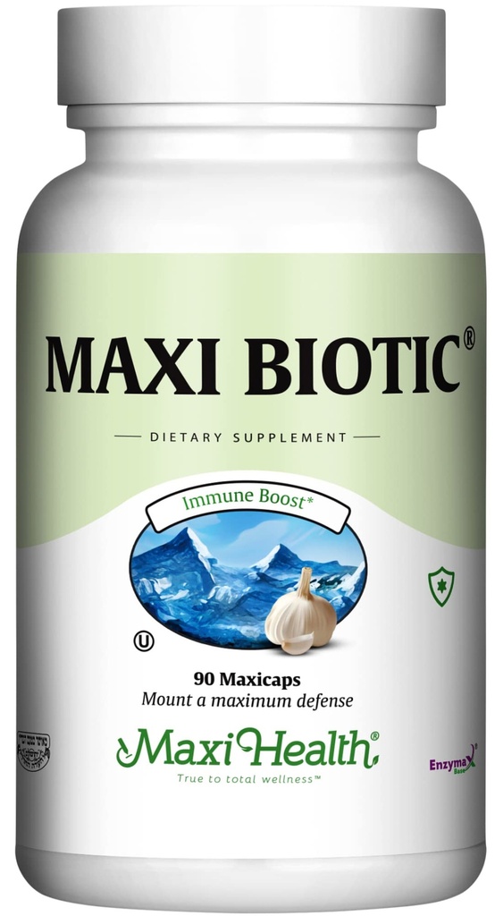 Maxi Health - Maxi Biotic Aged Küüslauguekstrakti kapslid (90 Count) | Kyolic Garlic Supplement koos Spirulina, Echinacea, Oregano ja Enzymax - Natural Antioxidant - Wellness Support