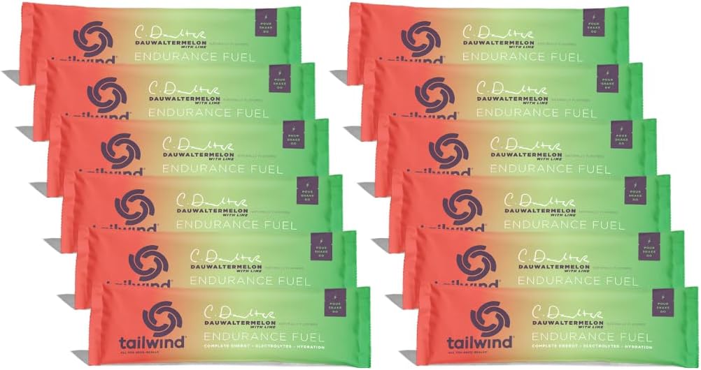 Tailwind Nutrition Endurance Fuel, Grab-and-Go Sport Drink Pulber Segu elektrolüütidega, Non-GMO, Soy, Dairy ja Gluten, Vegan-Friendly, Dauwaltermelon, Pack of 12